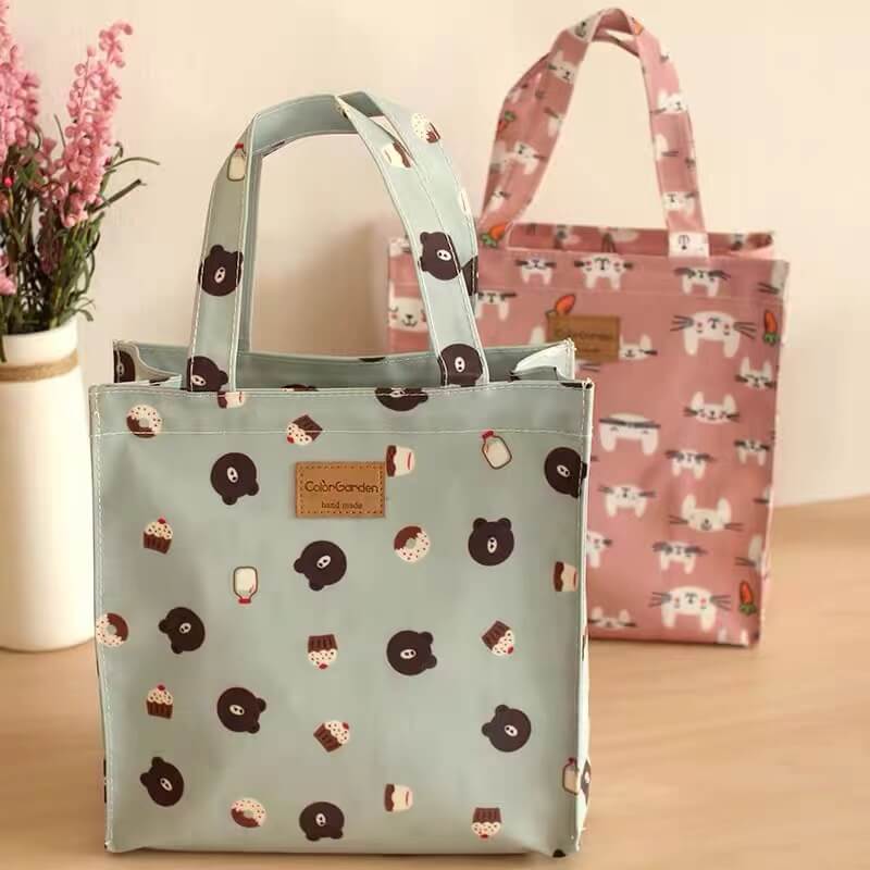 Fashion Wholesale High Quality Shiny PVC Coated Medium Cotton Shopping Tote Bag