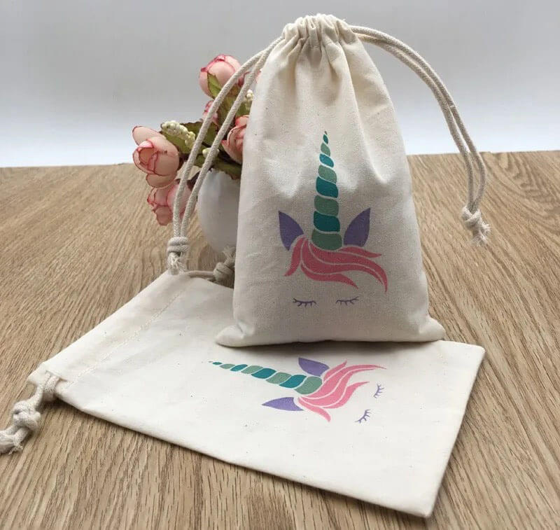 Custom Drawstring Cotton Linen Jewelry Cosmetic Gift Packaging Pouch Luxury Small Muslin Cotton Gift Bag 8*10