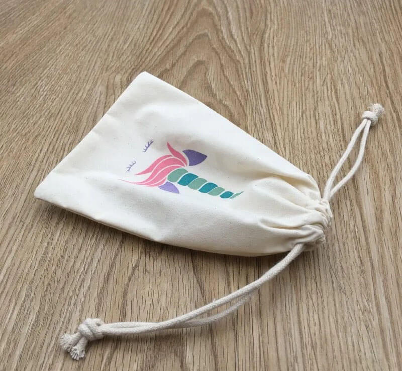 Custom Drawstring Cotton Linen Jewelry Cosmetic Gift Packaging Pouch Luxury Small Muslin Cotton Gift Bag 8*10