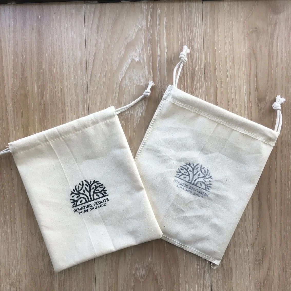 Custom Logo Natural Cotton Pouch Screen Printed Cotton Linen Grey Fabric Gift Drawstring Packaging Cosmetic Bag 10*12