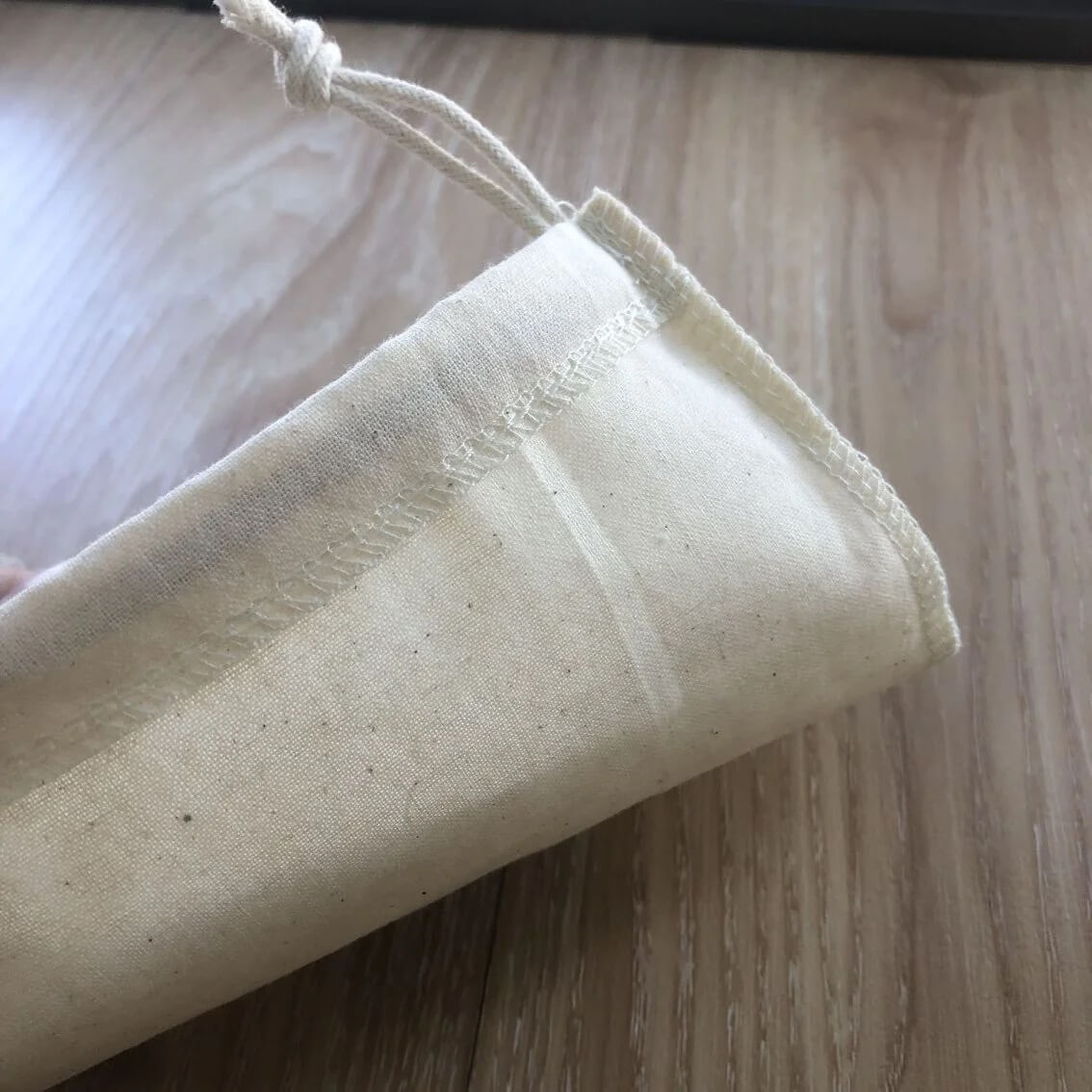 Custom Logo Natural Cotton Pouch Screen Printed Cotton Linen Grey Fabric Gift Drawstring Packaging Cosmetic Bag 10*12