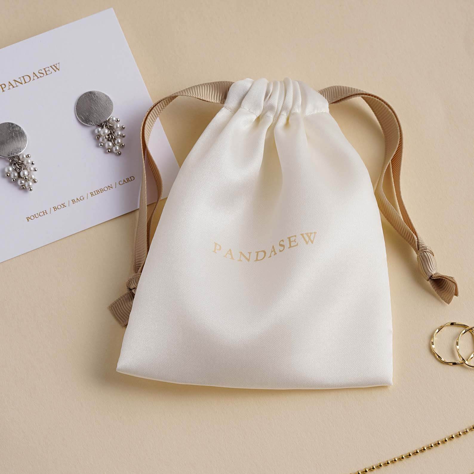 Custom Embroidery Silk Drawstring Makeup Lipstick Jewelry Gift Dust Bag Hair Wig Underwear Packaging Silk Satin Pouch