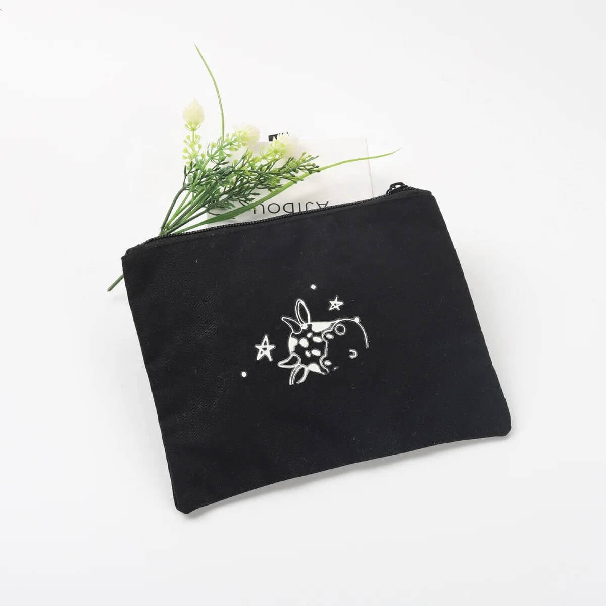 Custom Eco Friendly Women 10oz Cosmetic Pouches Zip Lock Bag Natural 100% Cotton Canvas Zipper Pouch