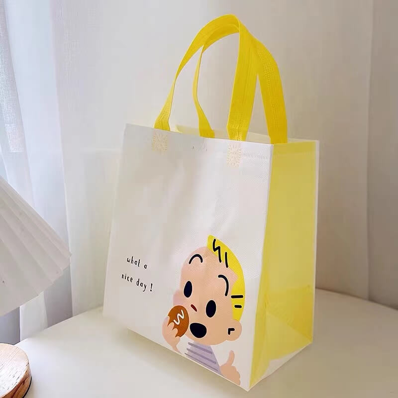 custom logo printed laminated fabric tote ultrasonic pp non woven bag shopping