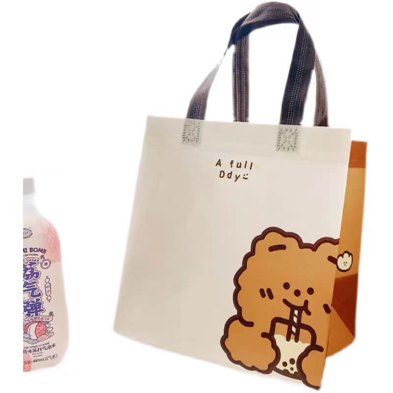 custom logo printed laminated fabric tote ultrasonic pp non woven bag shopping