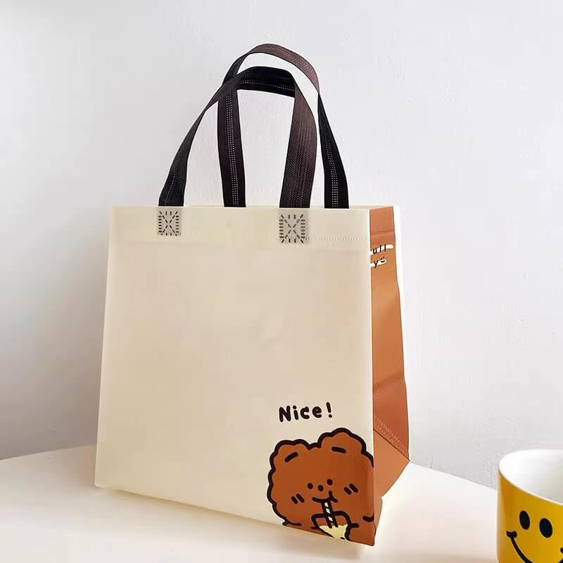 custom logo printed laminated fabric tote ultrasonic pp non woven bag shopping