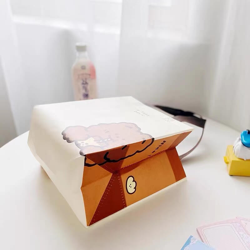 custom logo printed laminated fabric tote ultrasonic pp non woven bag shopping