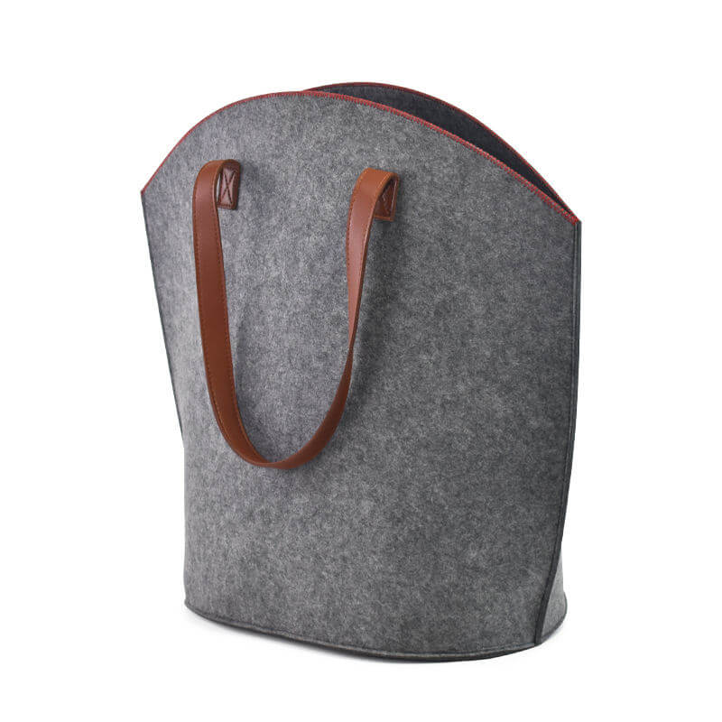 Wholesale Custom Logo Fashion Ladies Handbag Felt Carry Shopping Bag Tote Bags with Leather Handle