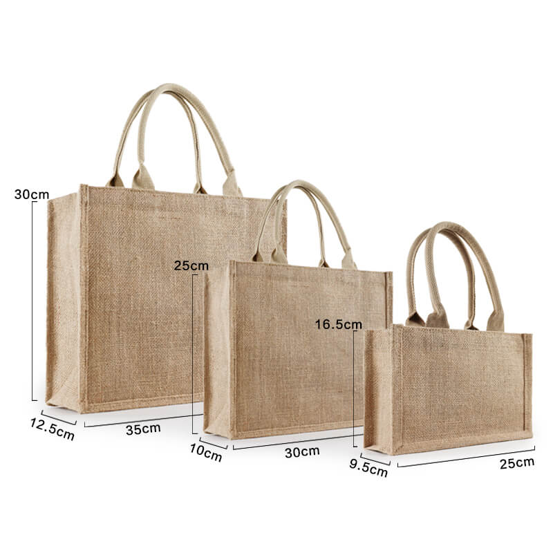 Wholesale Custom Printing Logo Eco Friendly Jute Tote Bag Recycle Foldable Jute Shopping Bag