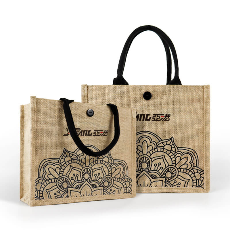 Wholesale Custom Printing Logo Natural Gunny Eco Friendly Jute Tote Bag Recycle Foldable Jute Shopping Bag