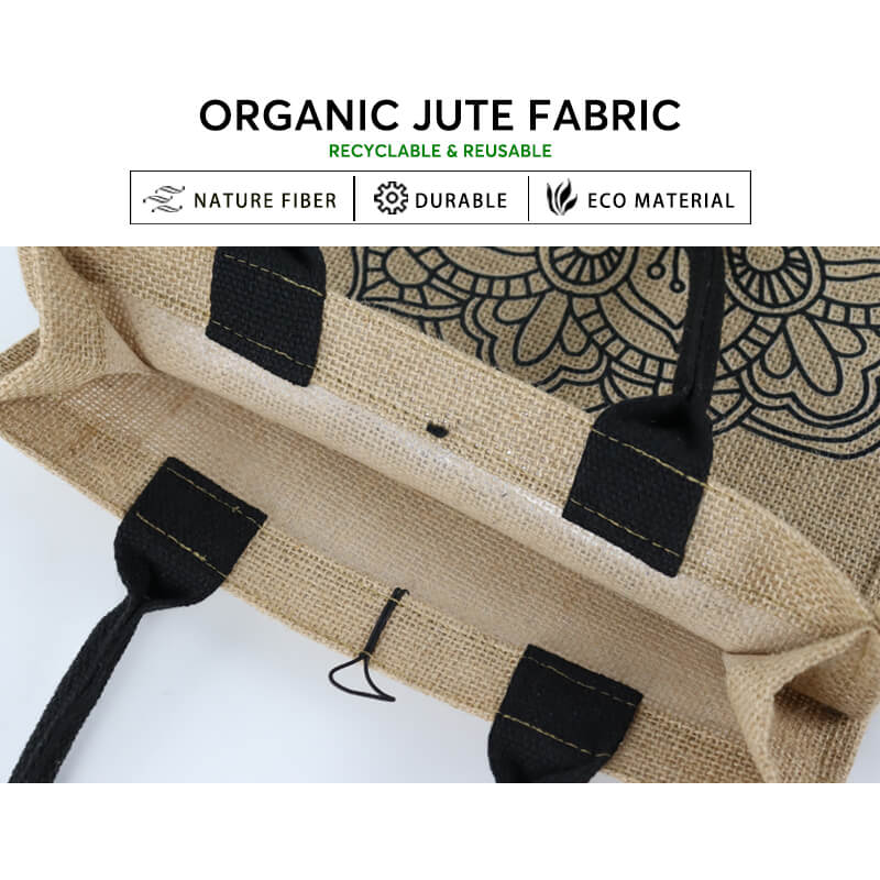 Wholesale Custom Printing Logo Natural Gunny Eco Friendly Jute Tote Bag Recycle Foldable Jute Shopping Bag