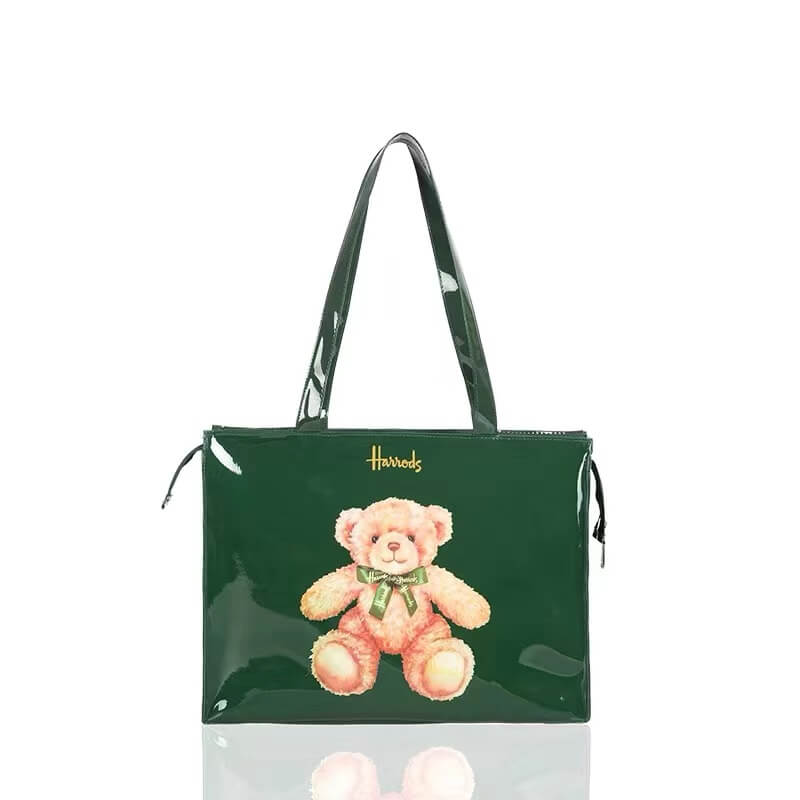 Fashion Women Custom Clear Zipper Shopping Tote Shiny PVC Bag Transparent