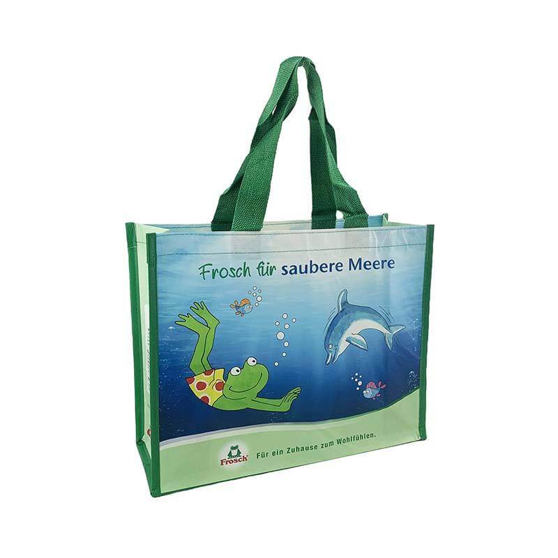 High-capacity Customizable Laminated RPET PP Non-Woven Reusable Shopping Bag Made from Recycled Plastic Bottles