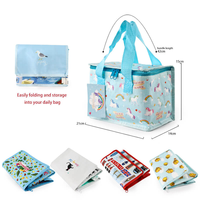 Custom laminated pp woven tote bag new recycle food delivery double decker insulated large tote lunch cooler bag
