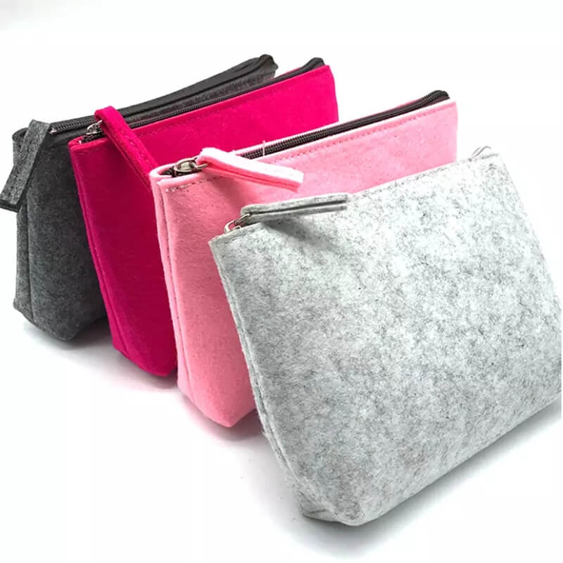 custom logo privat label portable travel makeup brush bag felt cosmetic bags & cases for ladies