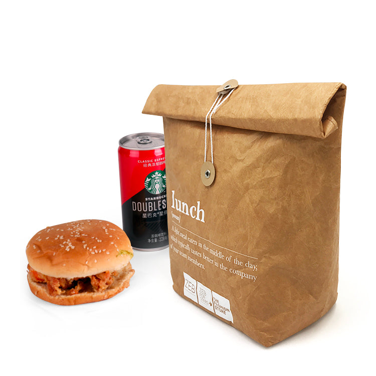 Brown tyvek kraft paper insulated aluminum foil lunch box bag with custom logo