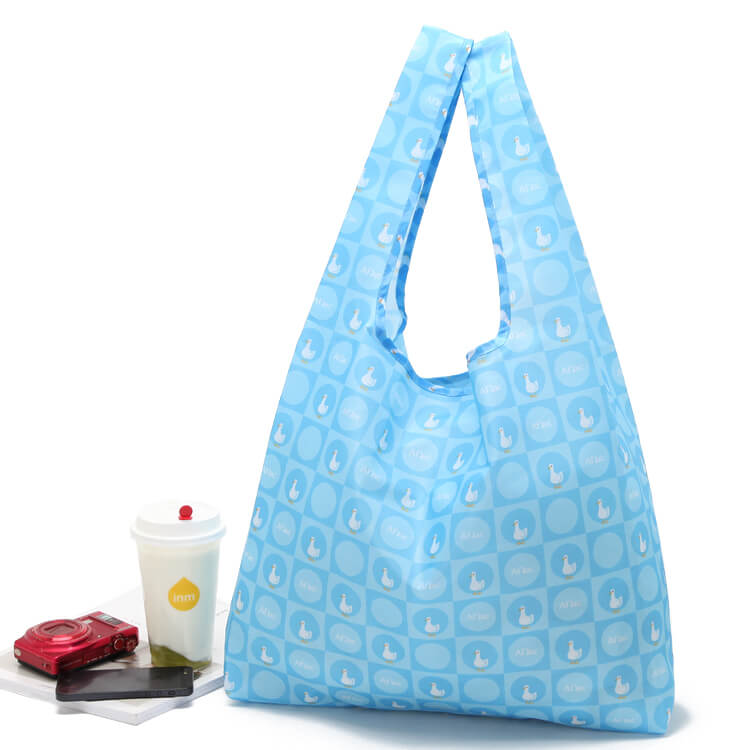 Custom Nylon Foldable Grocery Bags Eco-friendly Ripstop Nylon Pouch Reusable Folding Polyester Shopping Bag