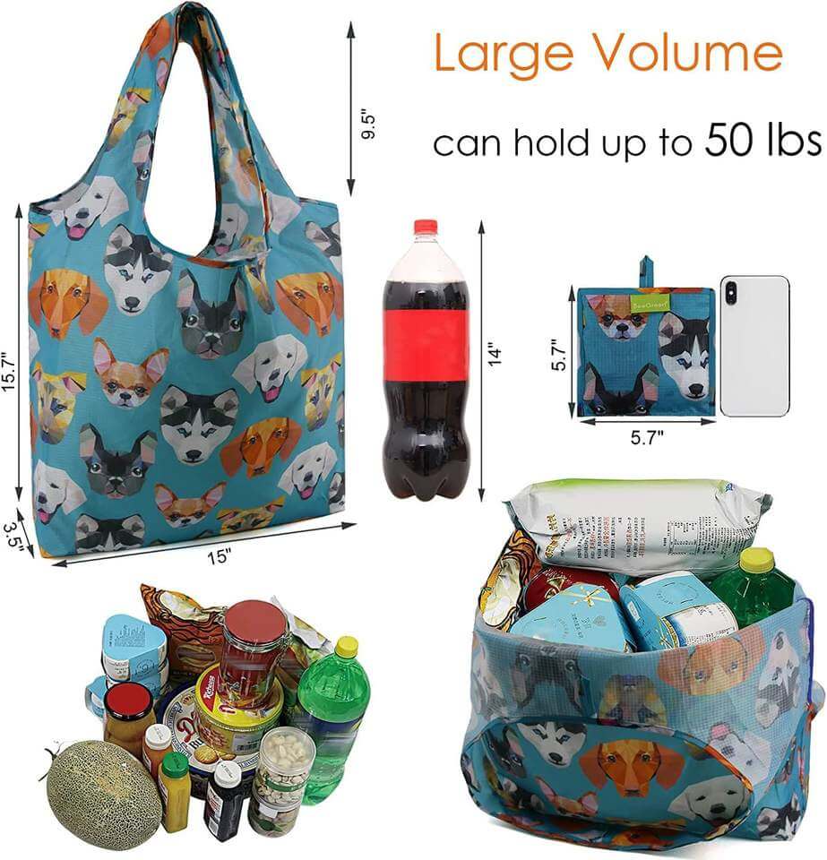 Custom eco recycle nylon foldable grocery tote bag polyester reusable folding shopping bag