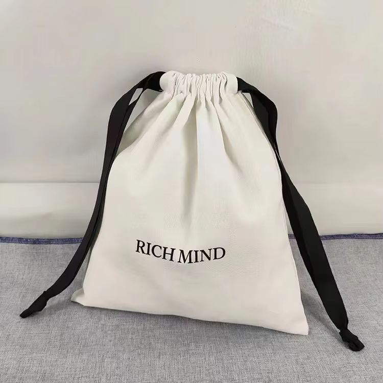 Custom Luxury Cotton Drawstring Gift Bag with Logo Printing - QIDI BAG