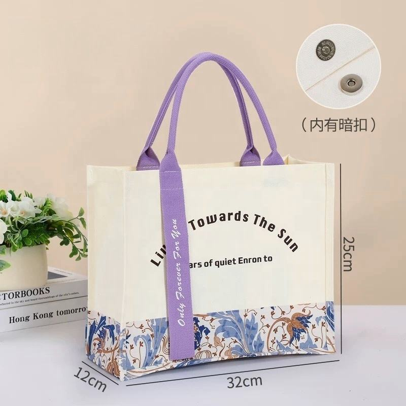 Custom Printed Canvas Tote Bag with Size Specifications - QIDI BAG
